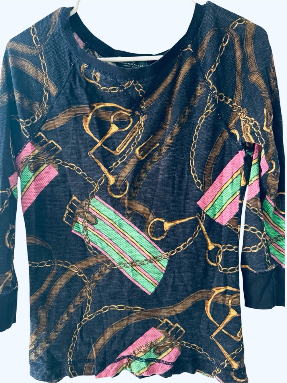 LRL Lauren Jeans Co Ralph Lauren Equestrian Chain Thermal Top S